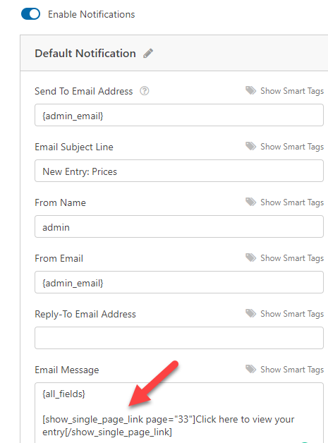 Add shortcode to WPForms entry