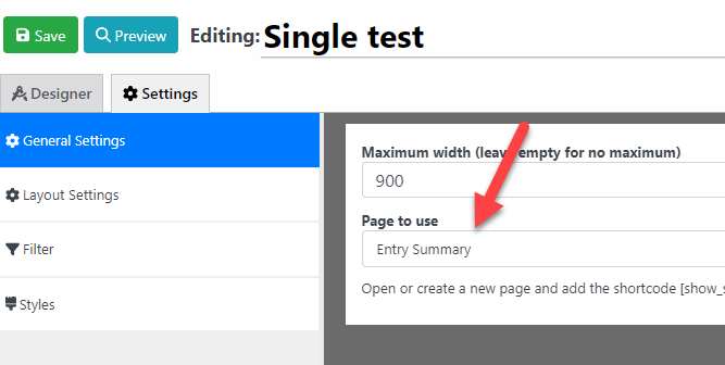 Configuring page in template