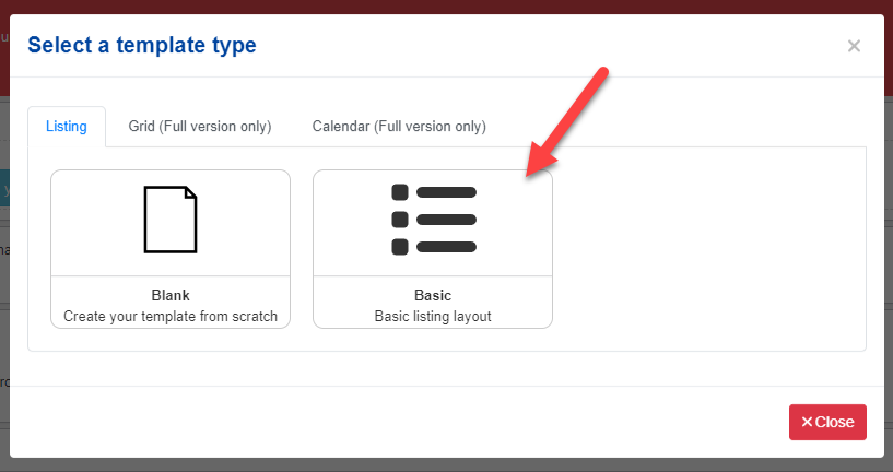 Select basic listing