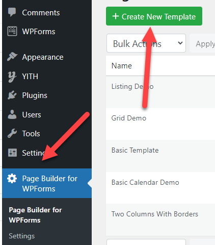 Creating wpforms entry template